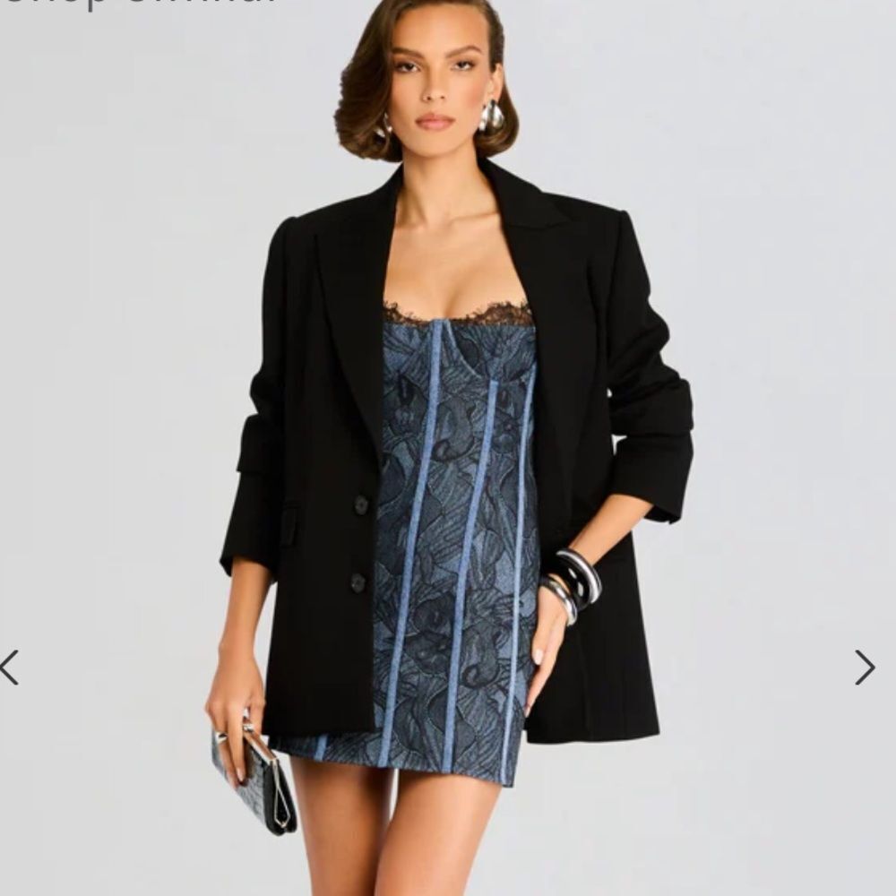 New Retrofete Trice Dress denim lace mini bustier party S $598 - Picture 2 of 14